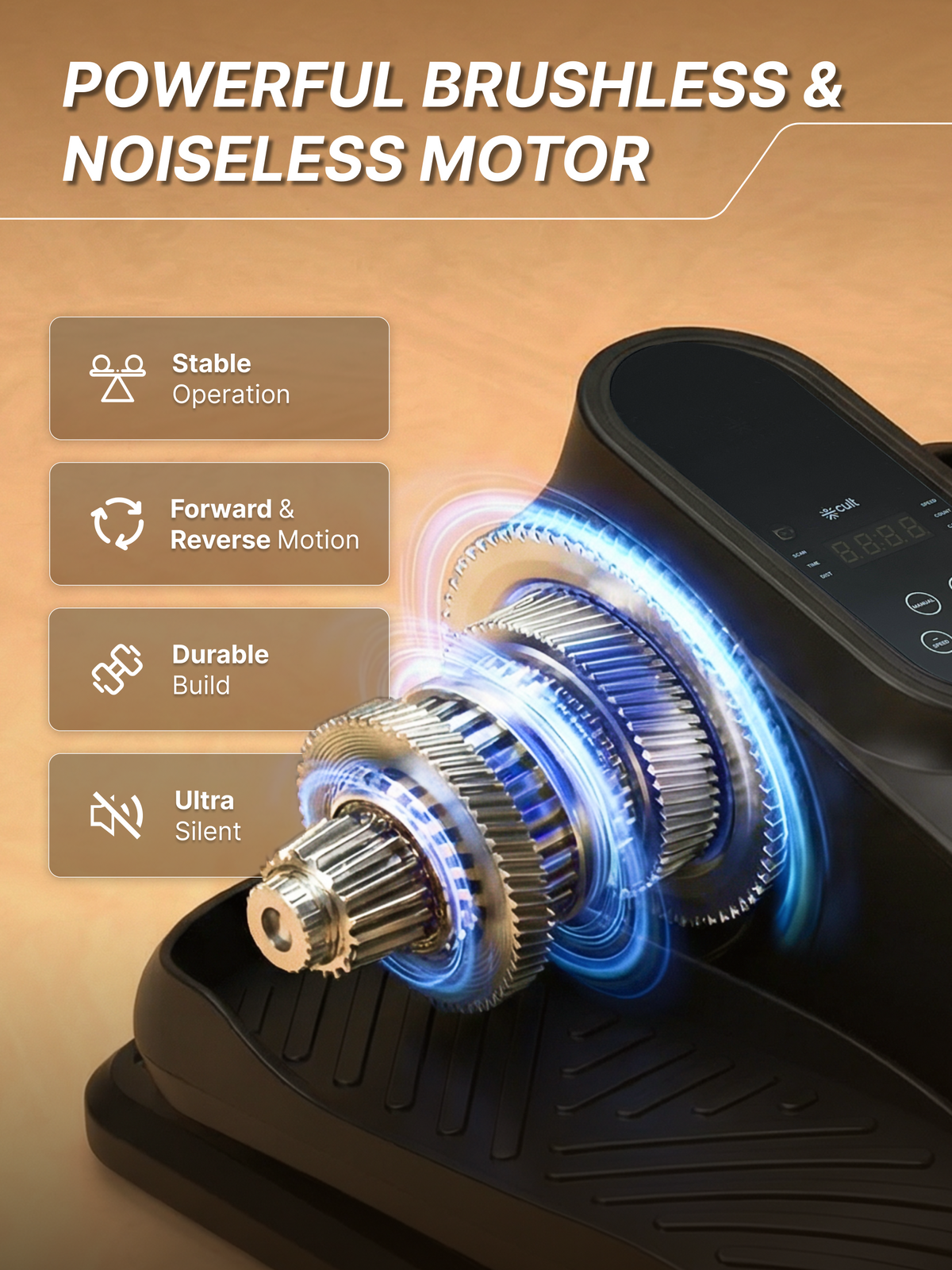 Cult Under Desk Mini Elliptical | Brushless Motor with Forward & Reverse Pedaling | 12 Adjustable Speeds & 3 workout Modes | Easy Home Workout | Suitable for Adult & Senior citizen | Joint Recovery & Improve strengthening (with 6 months extended warranty)