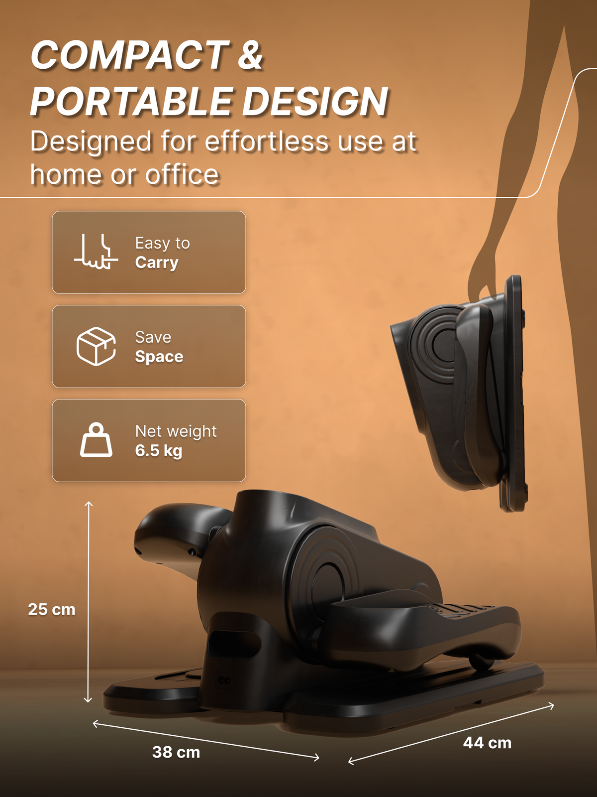 Cult Under Desk Mini Elliptical | Brushless Motor with Forward & Reverse Pedaling | 12 Adjustable Speeds & 3 workout Modes | Easy Home Workout | Suitable for Adult & Senior citizen | Joint Recovery & Improve strengthening (with 6 months extended warranty)