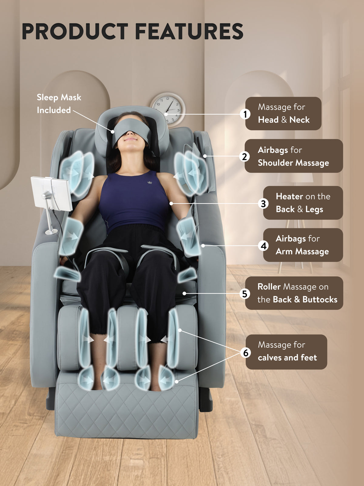 Cult Harmony Massage Chair with Fixed Point Massage Technique and Bluetooth AI Voice Function for Full Body Massage At Home