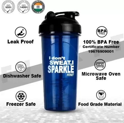 Fitkit FKSB16 Classic 700 ml Shaker (Pack of 1, Blue)