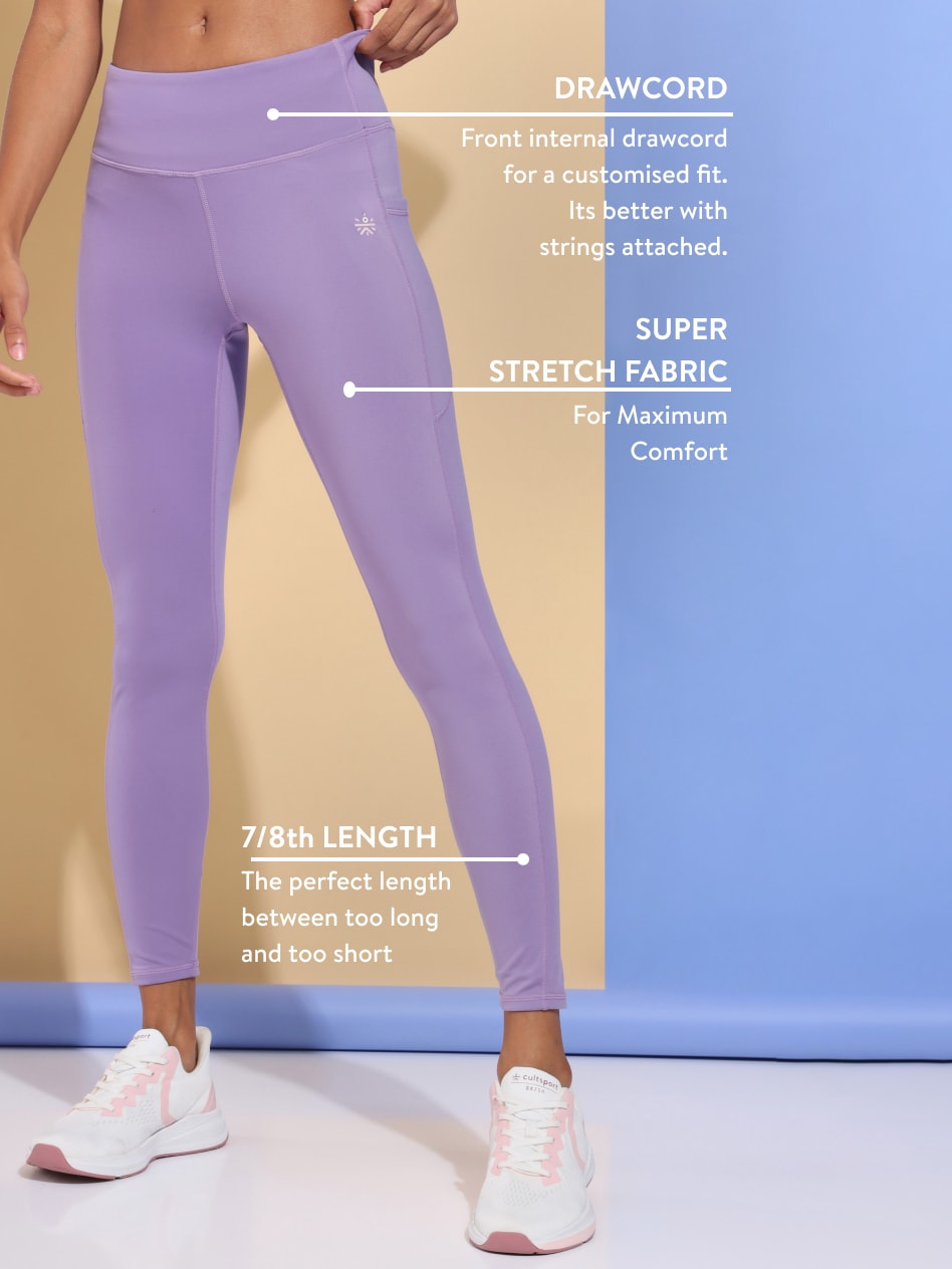 AbsoluteFit Essential Lavender Tights With Pockets