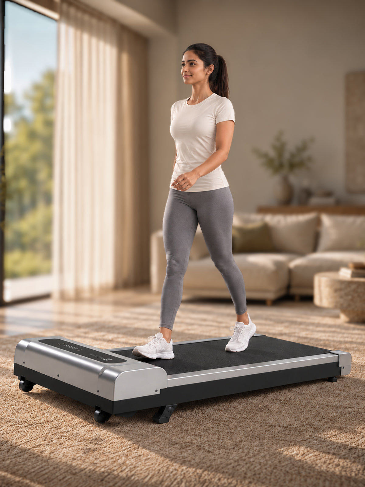 Fitkit by Cult Walking Pad Neo Silver (BLDC 3.5HP Peak Power) Compact & Under Desk BLDC Motor Treadmill | Max Weight: 120kg | Home use with Remote Control (with 6 Months Extended Warranty)