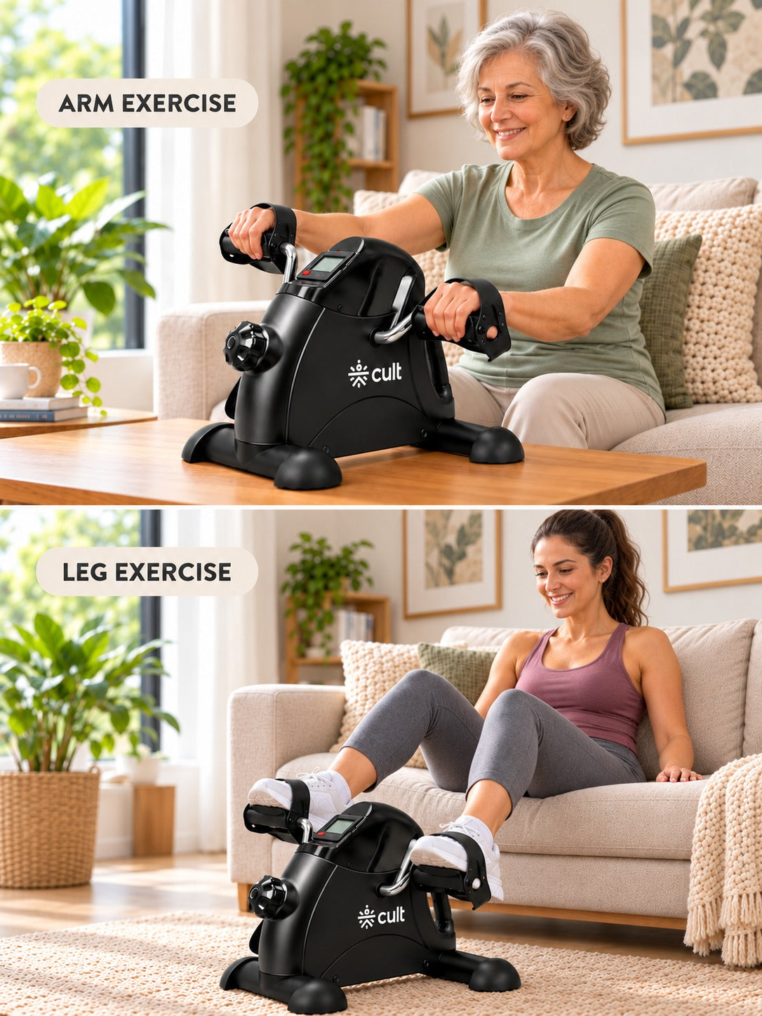 Cult PedalEase Manual Mini Elliptical | 120 Kg Max User Weight | LCD Display | Adjustable Resistance for Home Workout | Suitable for Adult & Senior citizen | Joint Recovery & Improve strengthening | Comes with a Safety Belt & Mat