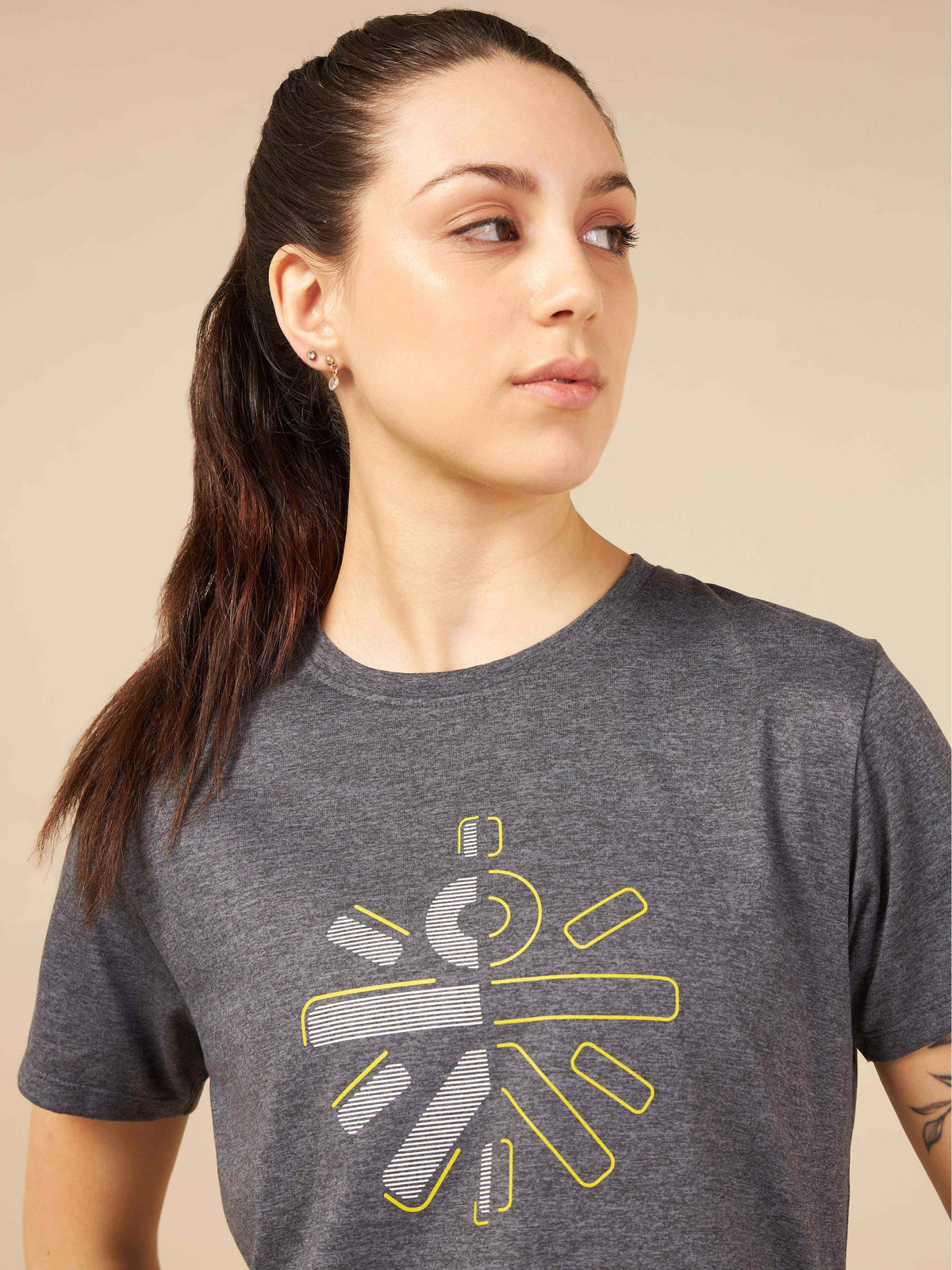 Women Grey Training T-shirt
