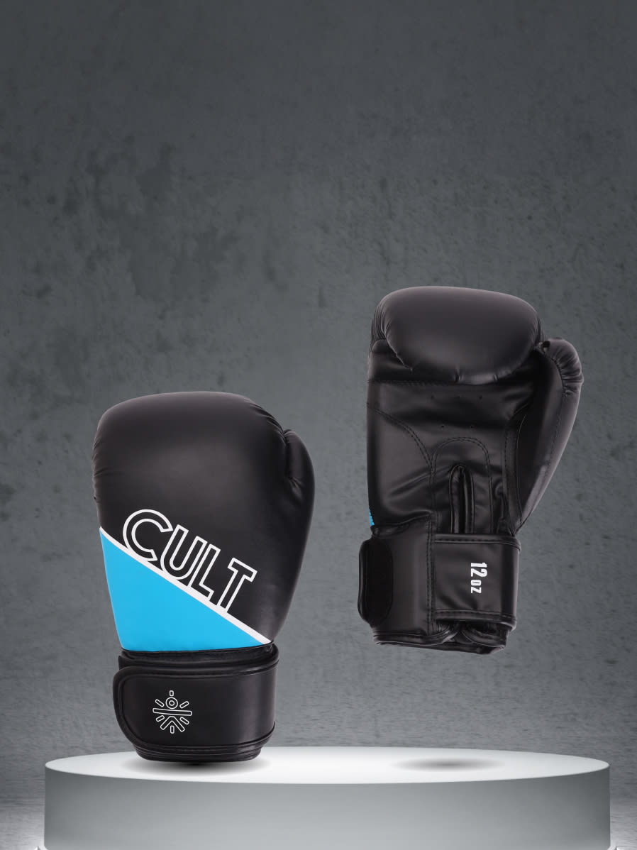 cult PVC Boxing Gloves for Men & Women Foam Padding Thickness 25 mm Punching Bag Gloves for Boxing, Training, Kickboxing, Muay Thai, MMA Blue White