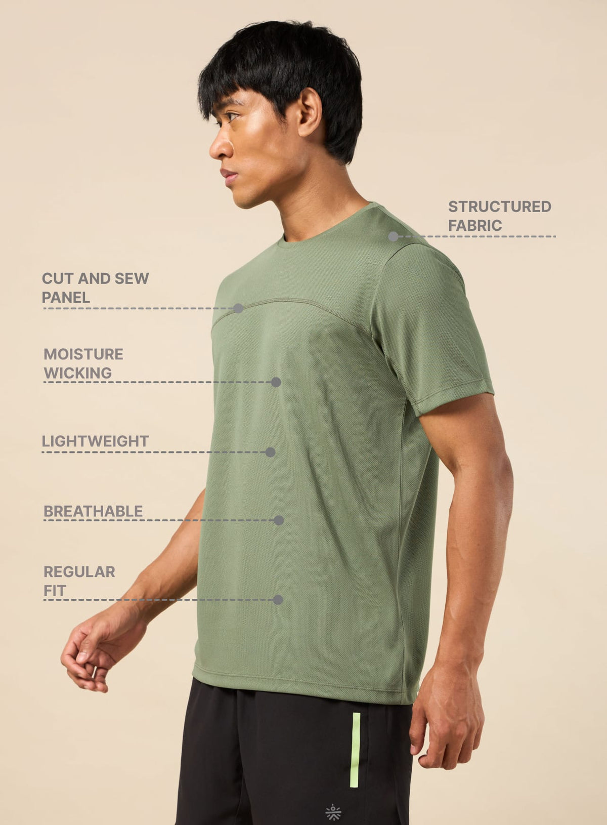 Men Olive Gear Up Performance T-shirt