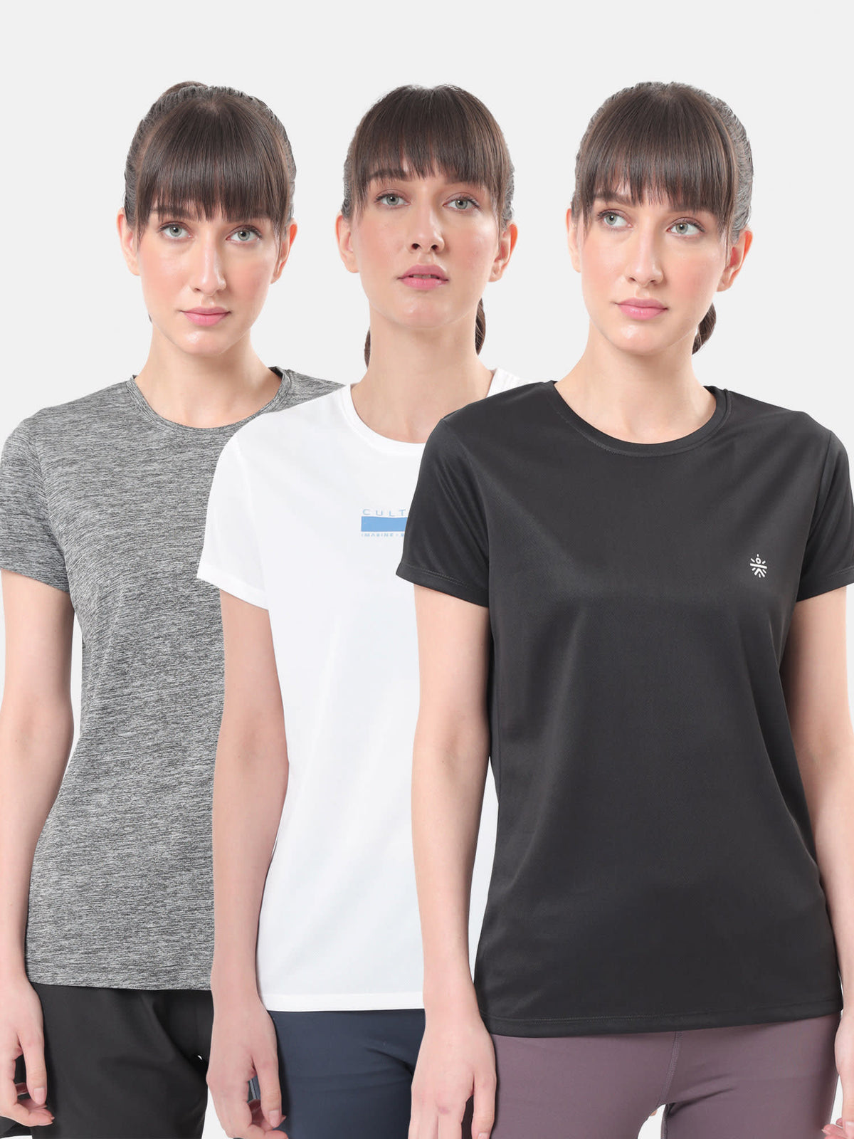 Textured Active T-shirt with Logo Pack of 3