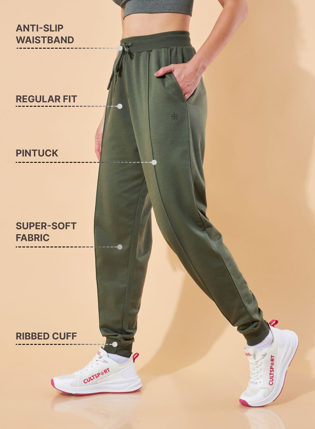 Olive Womens Essential All-Day Joggers