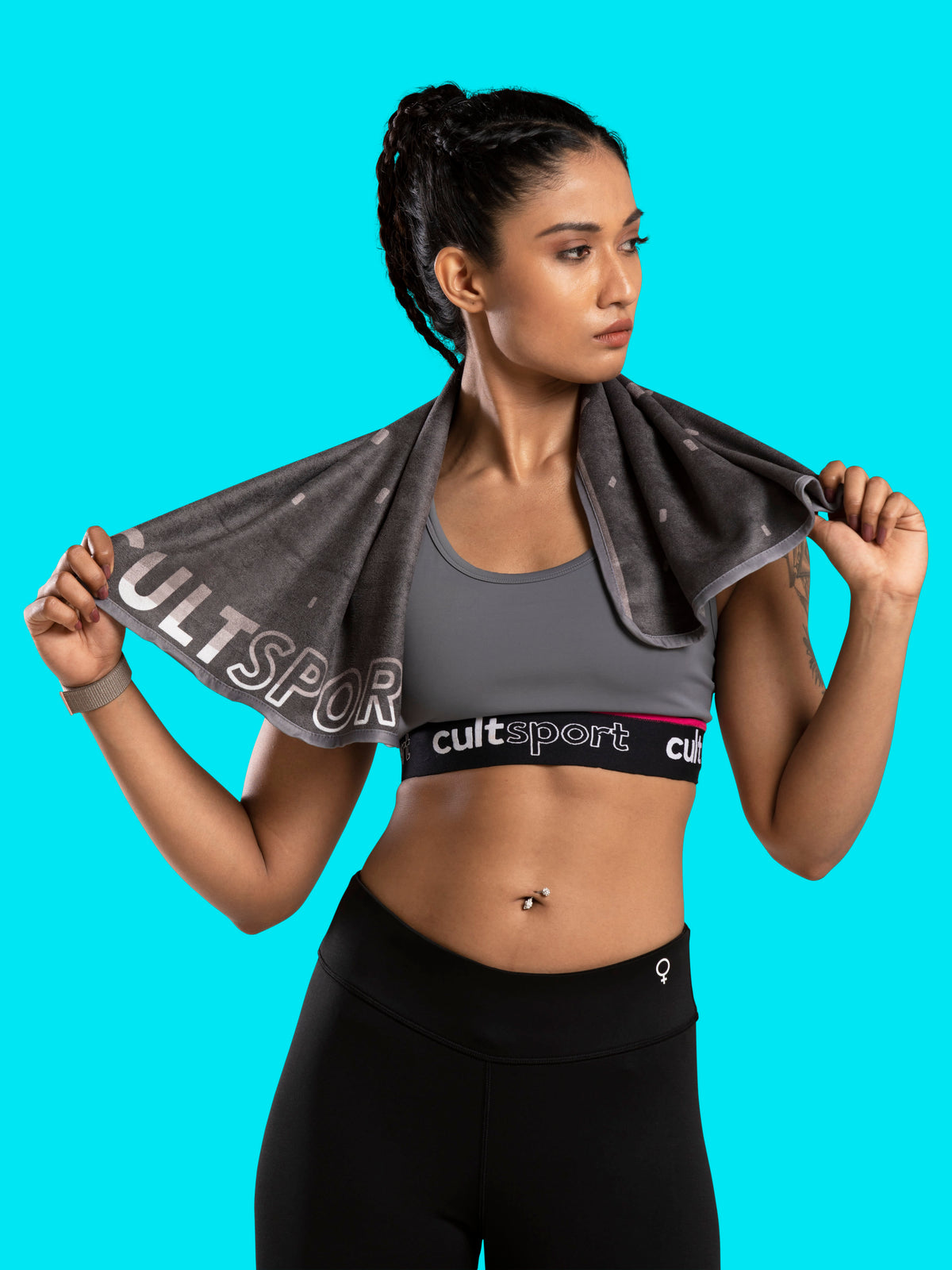 V-Man Black Microfibre Gym Towel