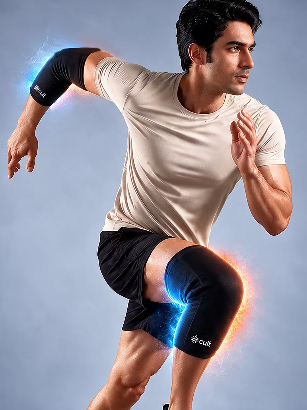 CULT Gel Knee and Arm Support Cap for Gym Running and Sports Compression Support Sleeve for Workout Fitness Joint and Muscle Support Black L-XL