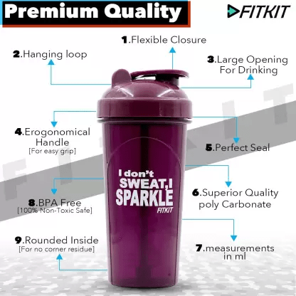 Fitkit FKSB09 Classic 700 ml Shaker (Pack of 1, Purple)