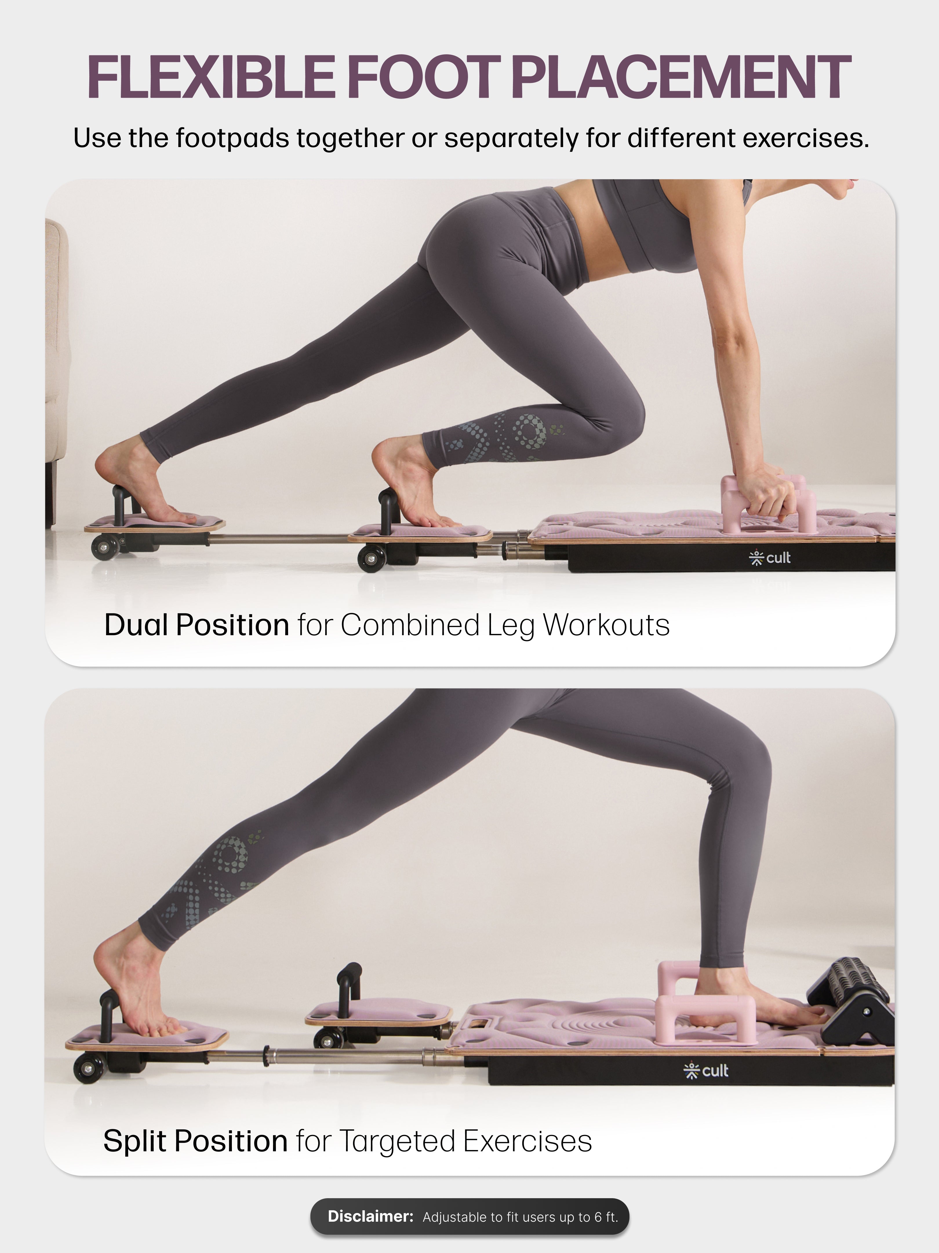 Cult PilateBoard for Home Workout | 2 Sets Resistance Bands & 2 Sets Handles |120 kg Max User Weight | Russian Birch Multi-Layer Wooden Board with Foam Rollers (Pink)