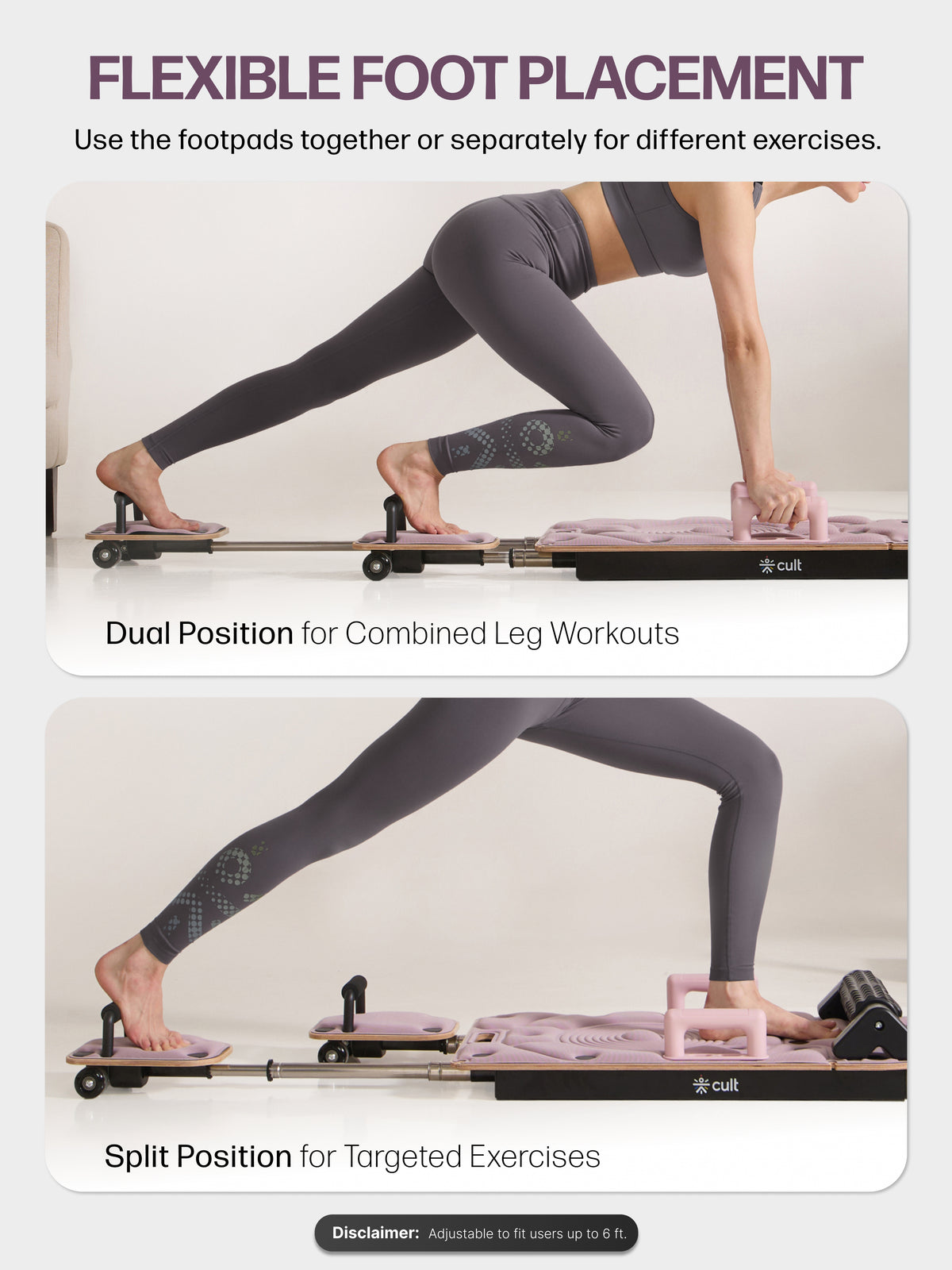Cult PilateBoard for Home Workout | 2 Sets Resistance Bands & 2 Sets Handles |120 kg Max User Weight | Russian Birch Multi-Layer Wooden Board with Foam Rollers (Pink)