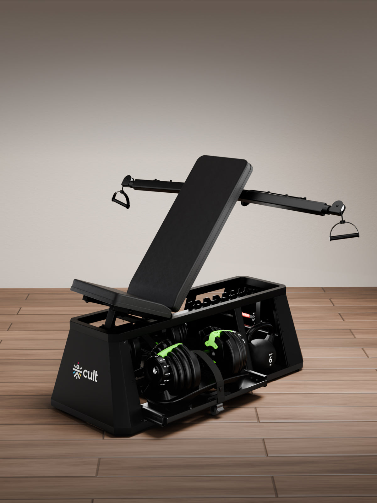 Cult 4 in 1 Multi Home Gym with Cable Crossover, Adjustable Bench,  Dumbbell & Weights Storage Rack | 300 Kg Capacity | 8-Level Incline/Decline | 3 Resistance Levels | Perfect for Home Gym (with 6 months extended warranty)