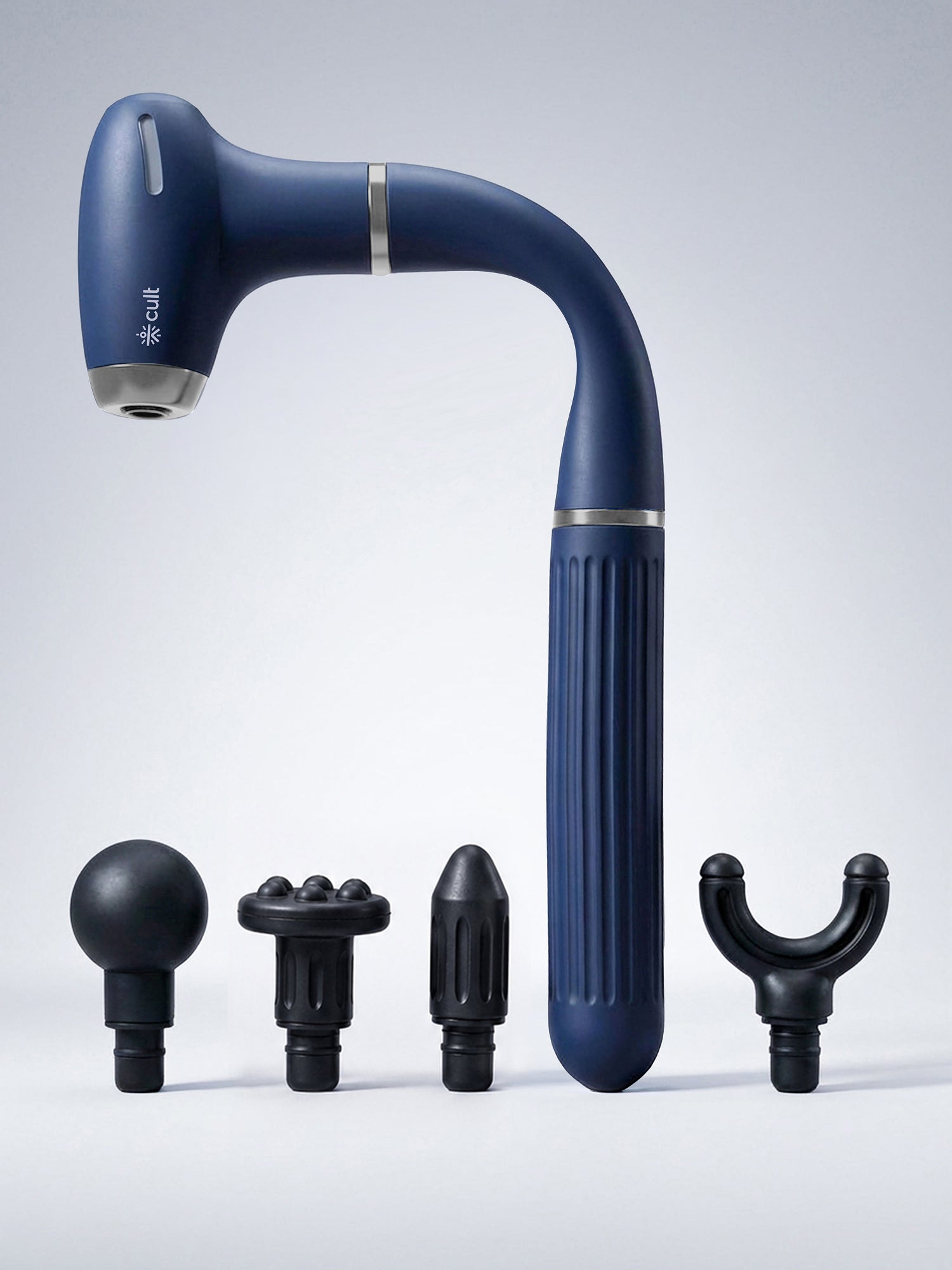Cult XTND Massage Gun for Full-Body Muscle Relief, 3-in-1 Extension for Easy Back & Full-Body Massage, 30W Motor, 6 Speed Levels, 4 Massage Heads, Pain Relief Massager for Back, Shoulders, Legs & Everyday Recovery, Blue