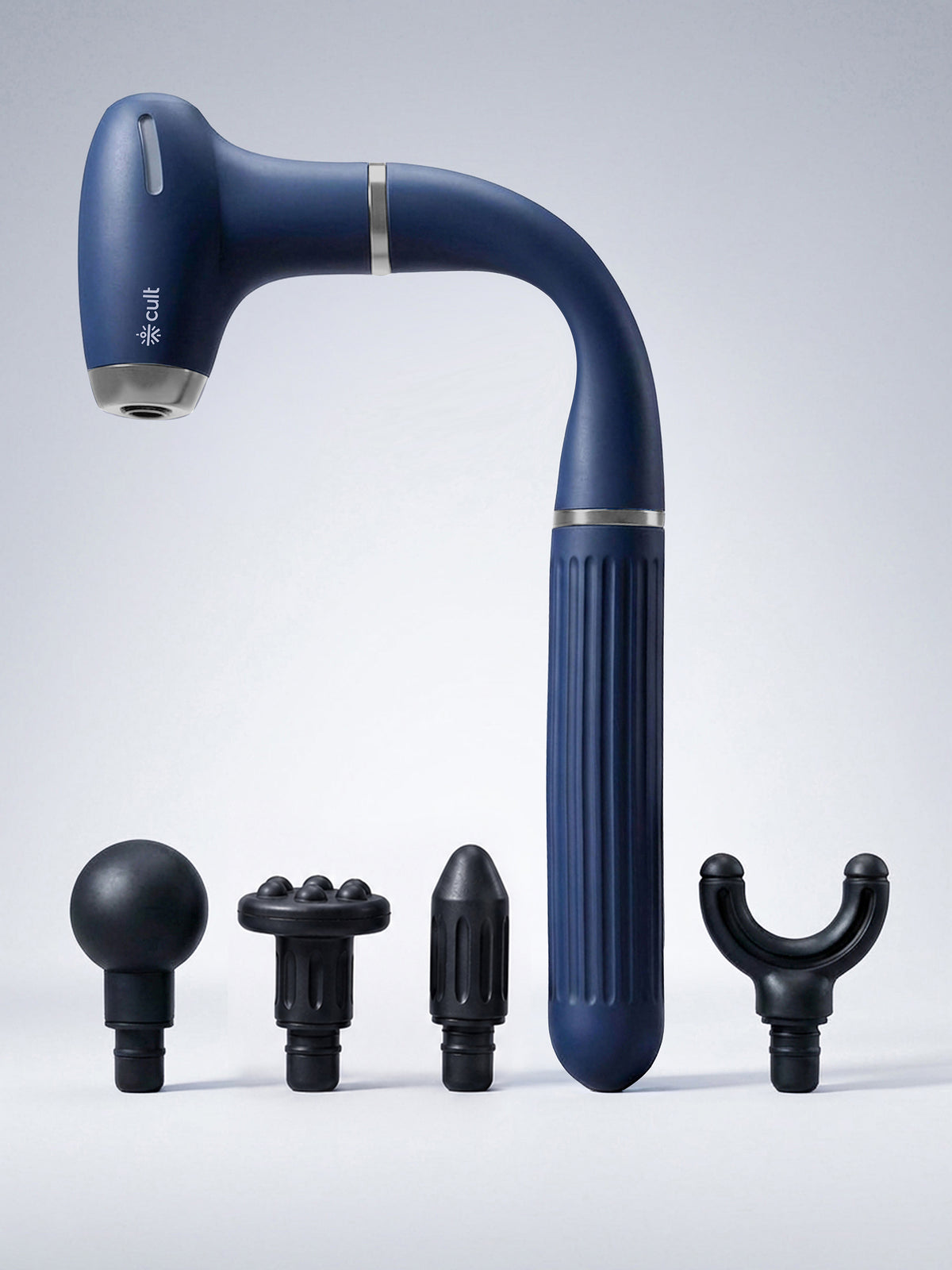 Cult XTND Massage Gun for Full-Body Muscle Relief, 3-in-1 Extension for Easy Back & Full-Body Massage, 30W Motor, 6 Speed Levels, 4 Massage Heads, Pain Relief Massager for Back, Shoulders, Legs & Everyday Recovery, Blue