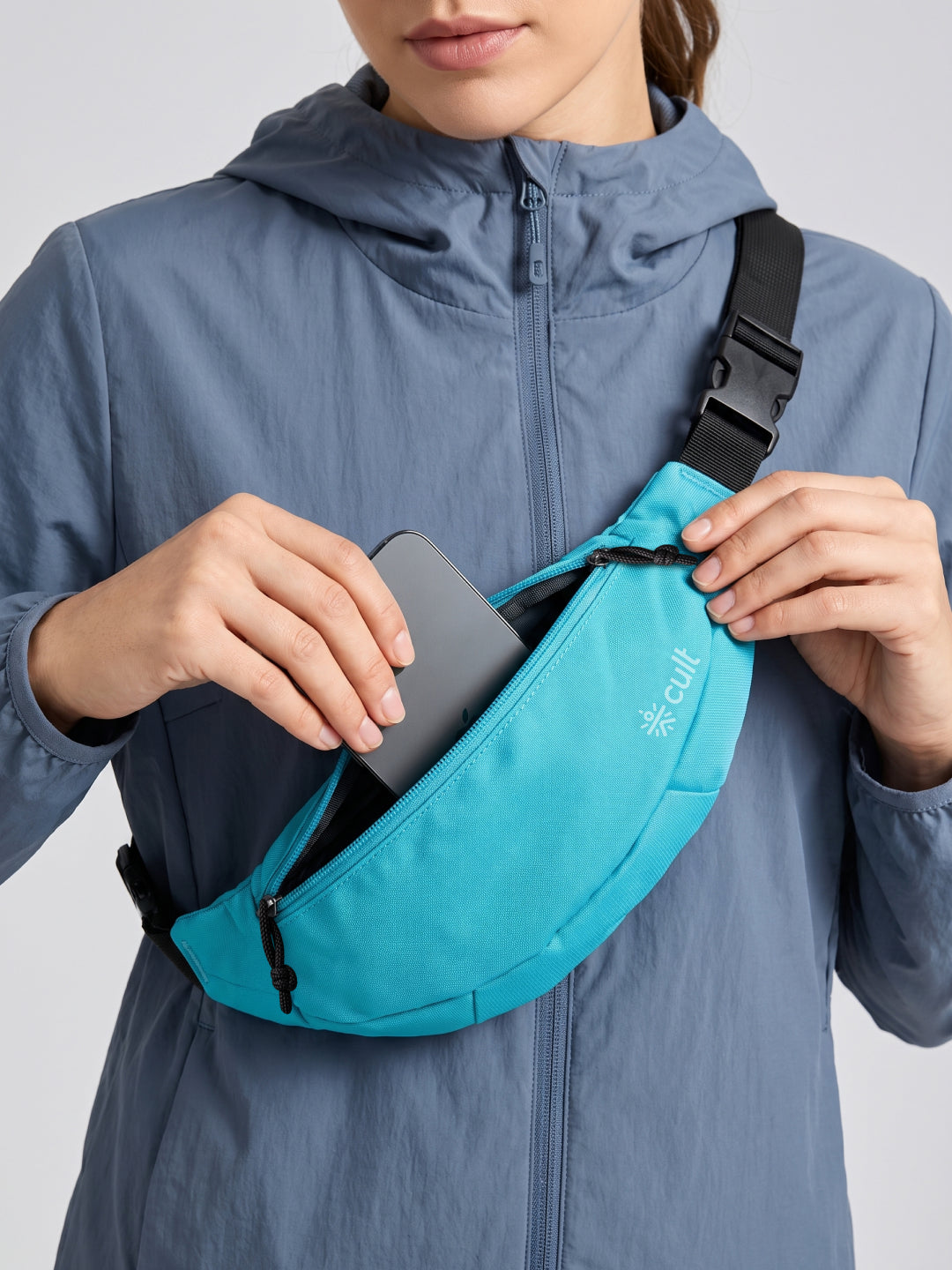 Cult Waist Bag for Men & Women, Compact Fanny Pack with Dual Compartments, Adjustable Strap, Water-Repellent Travel, Running & Everyday Carry Bag – Turquoise