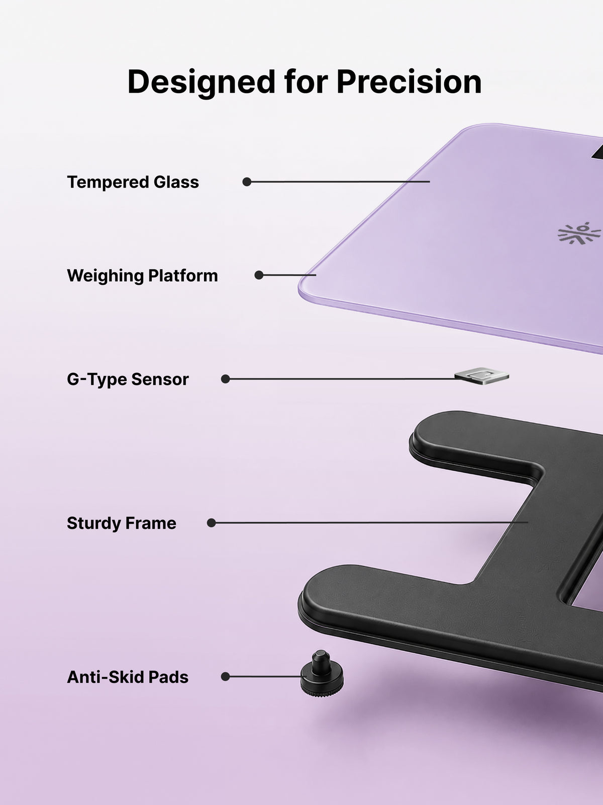 Cult Active body Weighing scale, LCD display, Weight Machine, 180 Kg, Batteries included, Tempered Glass Platform, Ideal for Home Use, Pink