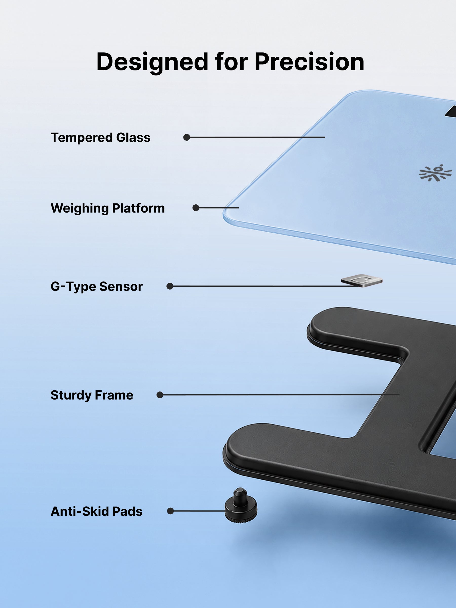Cult Active body Weighing scale, LCD display, Weight Machine, 180 Kg, Batteries included, Tempered Glass Platform, Ideal for Home Use, Blue