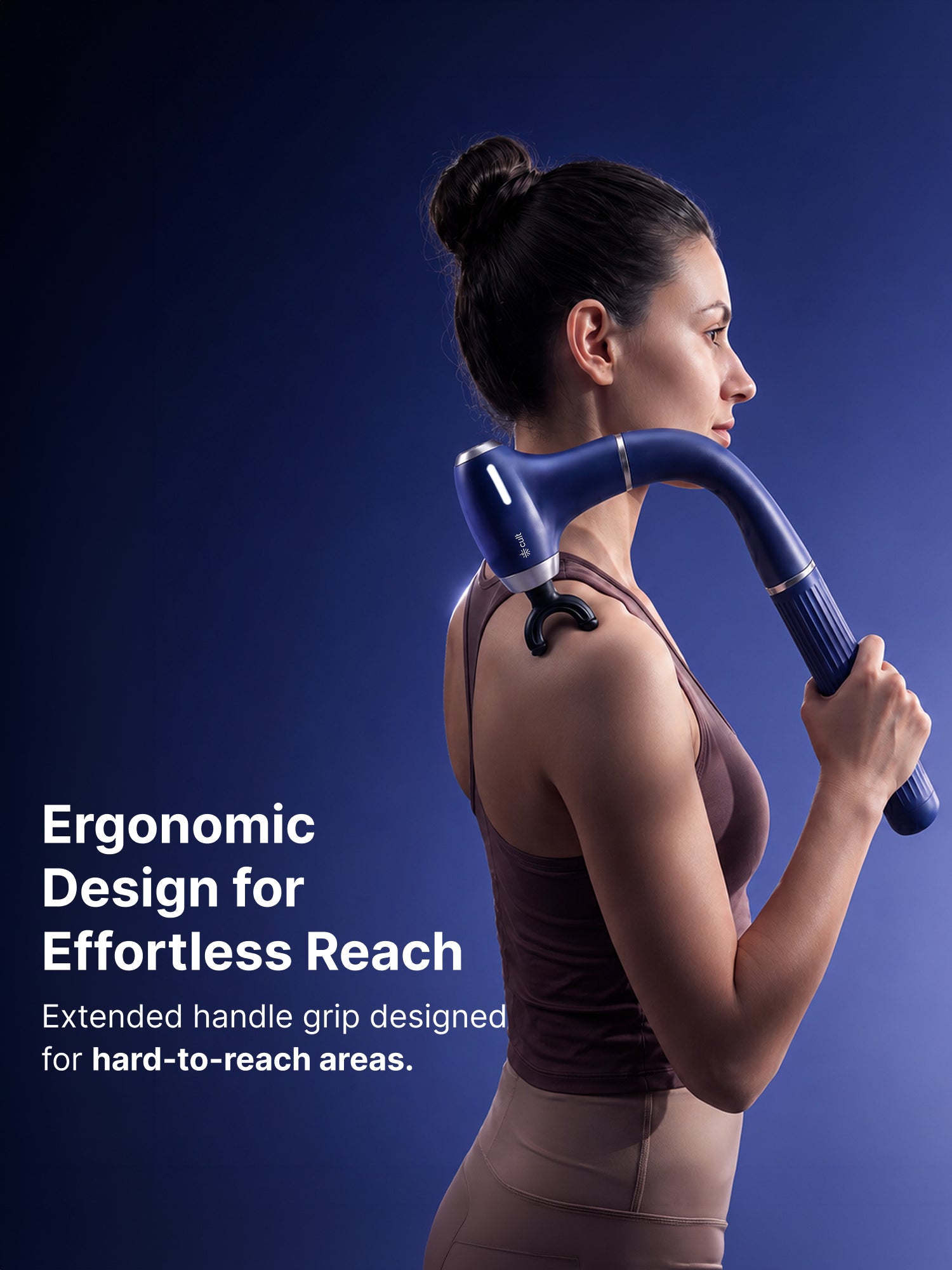 Cult XTND Massage Gun for Full-Body Muscle Relief, 3-in-1 Extension for Easy Back & Full-Body Massage, 30W Motor, 6 Speed Levels, 4 Massage Heads, Pain Relief Massager for Back, Shoulders, Legs & Everyday Recovery, Blue