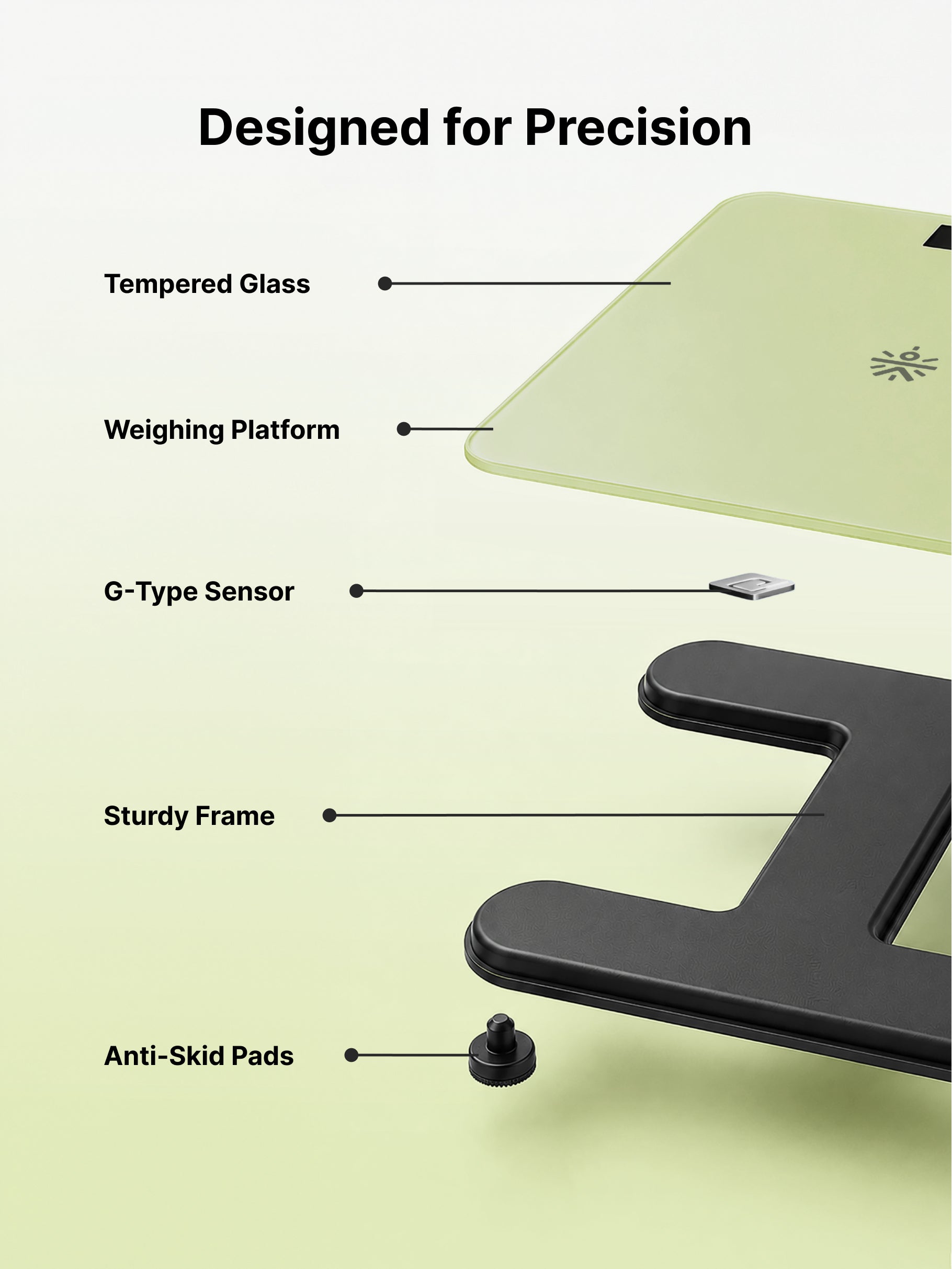 Cult Active body Weighing scale, LCD display, Weight Machine, 180 Kg, Batteries included, Tempered Glass Platform, Ideal for Home Use, Yellow