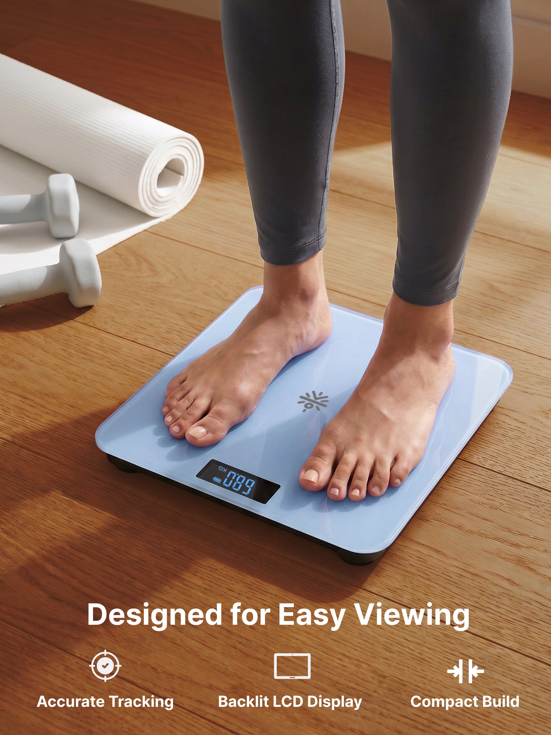 Cult Active body Weighing scale, LCD display, Weight Machine, 180 Kg, Batteries included, Tempered Glass Platform, Ideal for Home Use, Blue