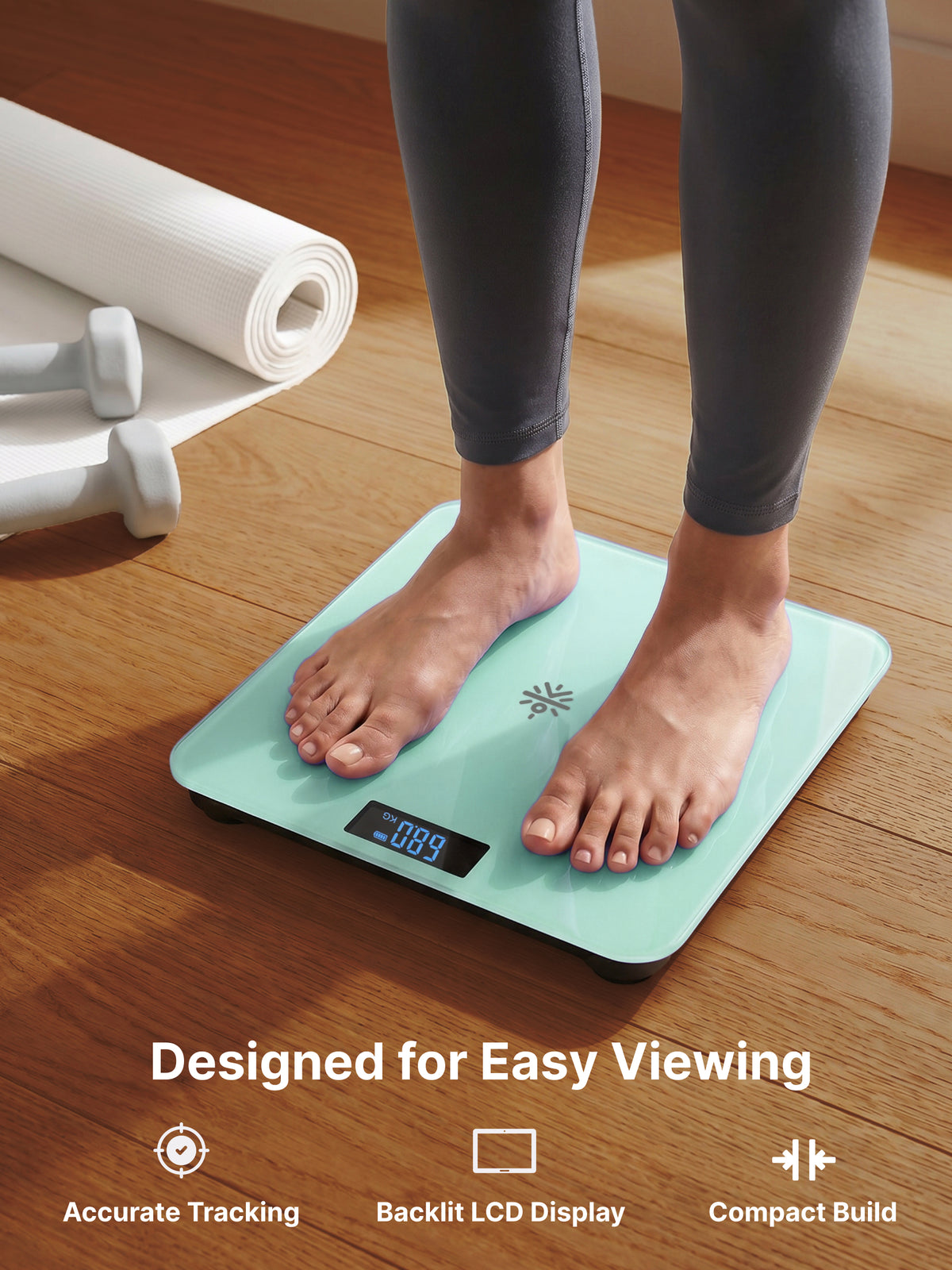 Cult Active body Weighing scale, LCD display, Weight Machine, 180 Kg, Batteries included, Tempered Glass Platform, Ideal for Home Use, Green