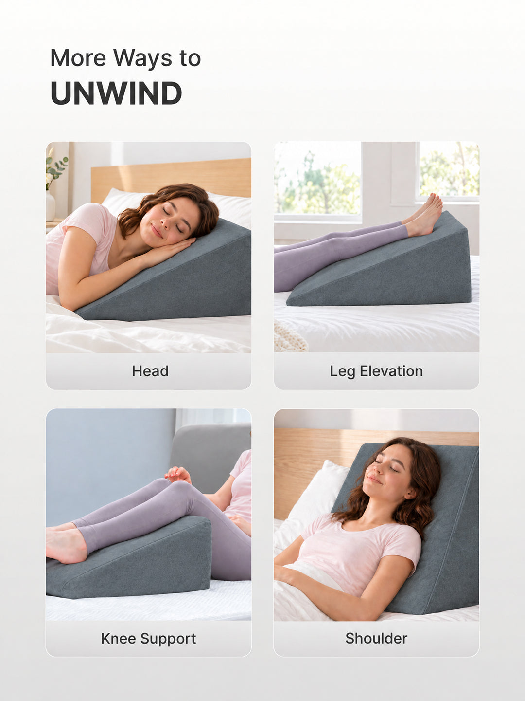 CULT Wedge Pillow for Back Support Elevation Cushion for Sleeping Resting and Recovery Grey
