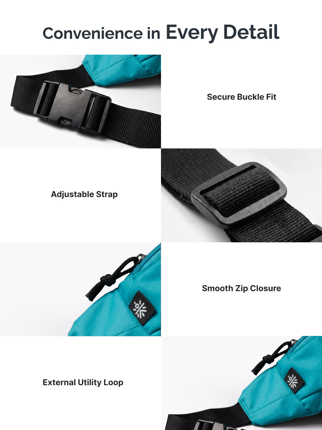 Cult Waist Bag for Men & Women, Compact Fanny Pack with Dual Compartments, Adjustable Strap, Water-Repellent Travel, Running & Everyday Carry Bag – Turquoise