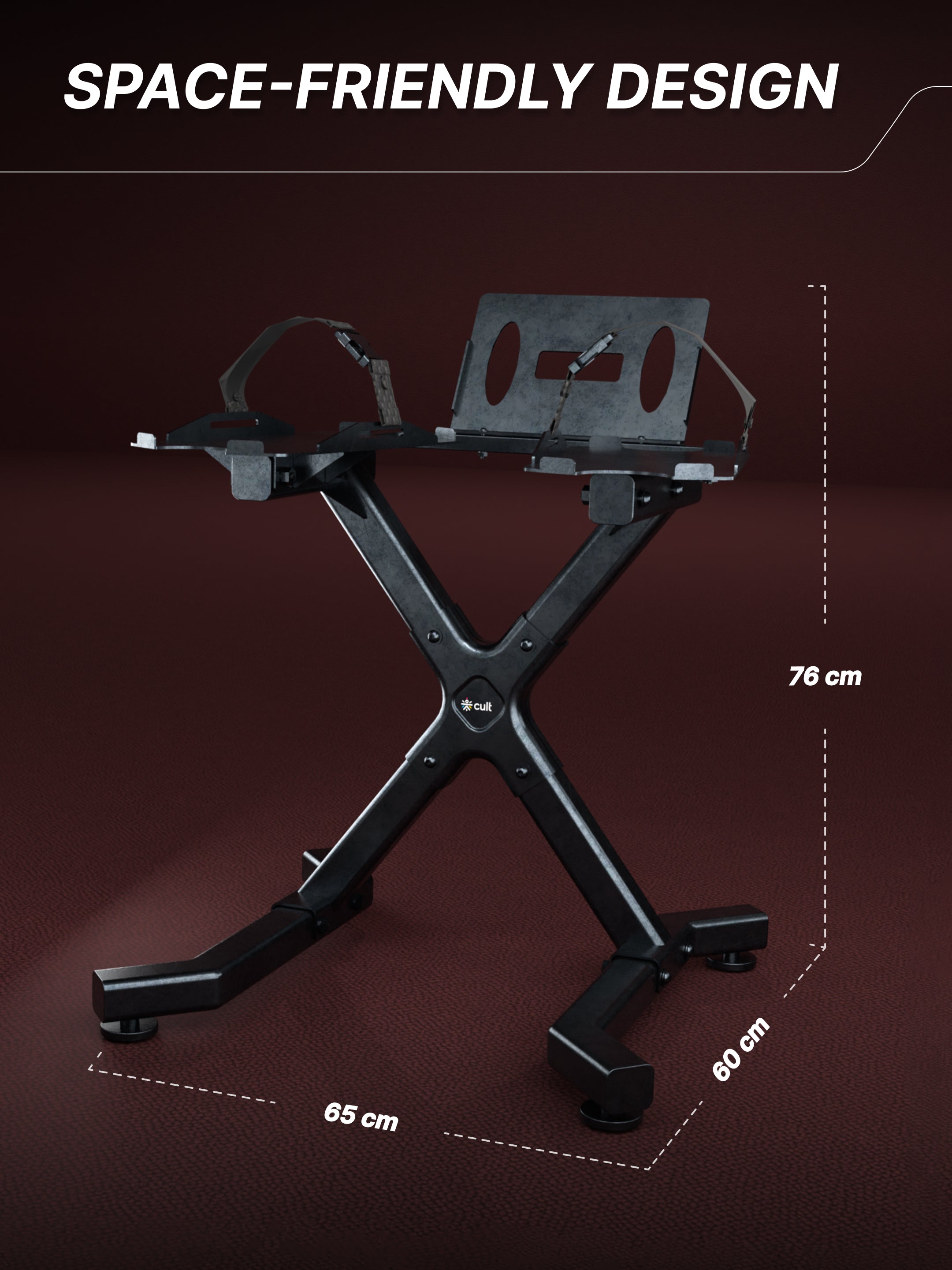 Cult Dumbbell Stand | 100 KG Weight Capacity with Wheels & Tablet Holder | Protected Edges | Compact Home Gym Storage (6 Months extended Warranty only on Cultstore.com)