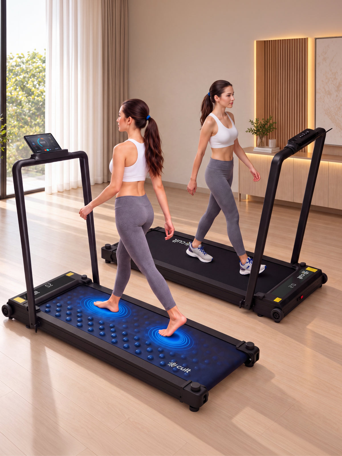 Cult Dual-Side Walkpad with Vibration & Acupressure Massage Grooves | 4 HP BLDC Motor | Max User Weight 120Kg | Remote Control & Tablet Holder | Treadmill for Home ( 6 months extended warranty)