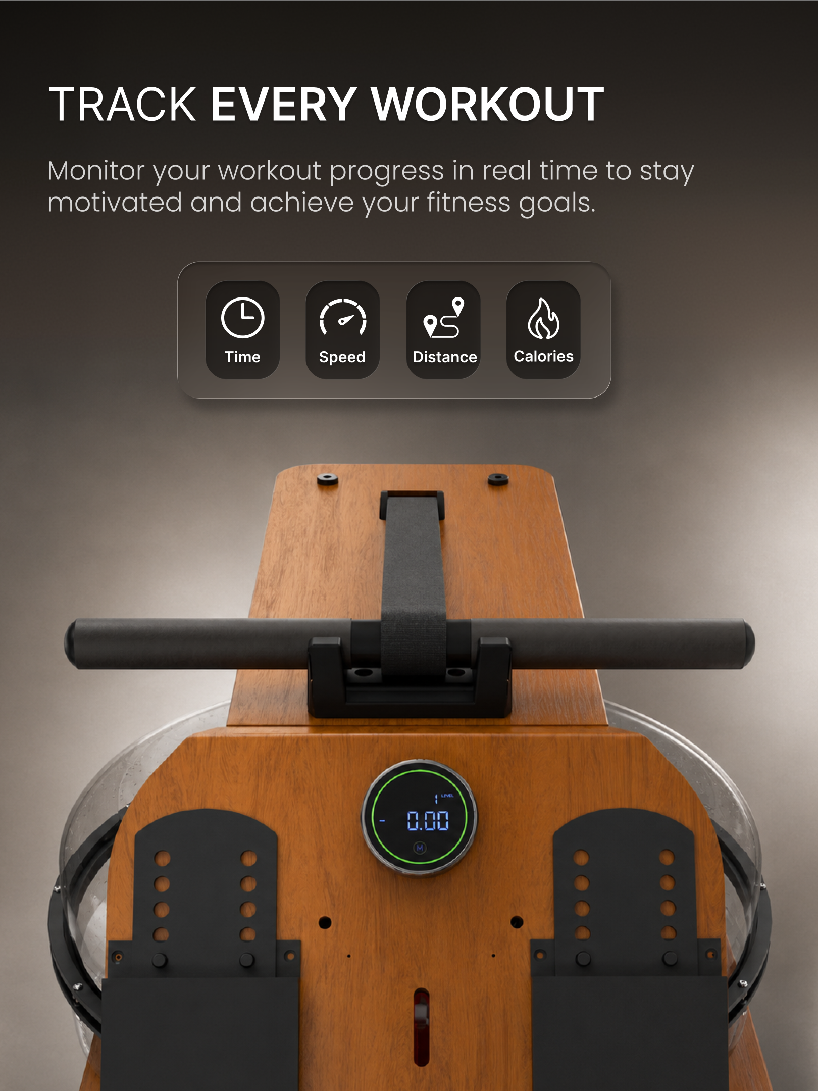 Cult Smart Water Rowing Machine for Home Gym | Dual Resistance | 32-Level Magnetic Resistance | Foldable Wooden Rowing Machine | 120 kg Capacity | Compact & Foldable Design