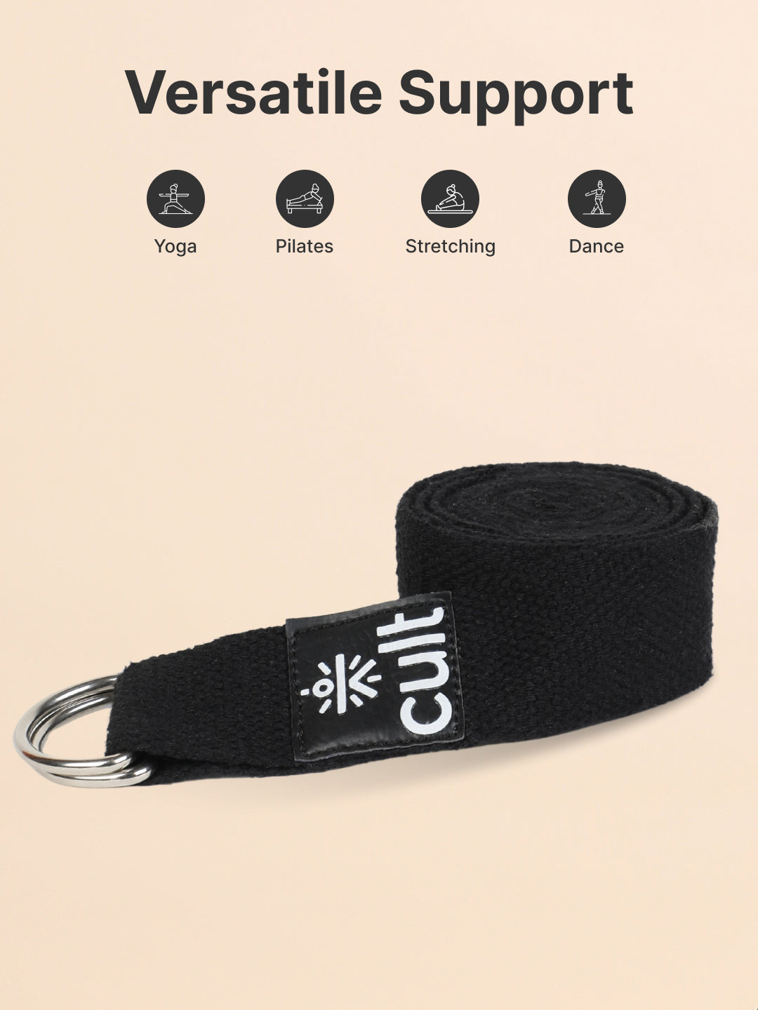 TPE 6mm Yoga Mat Black with Carry bag & Yoga Wheel Grey & Yoga Belt Black