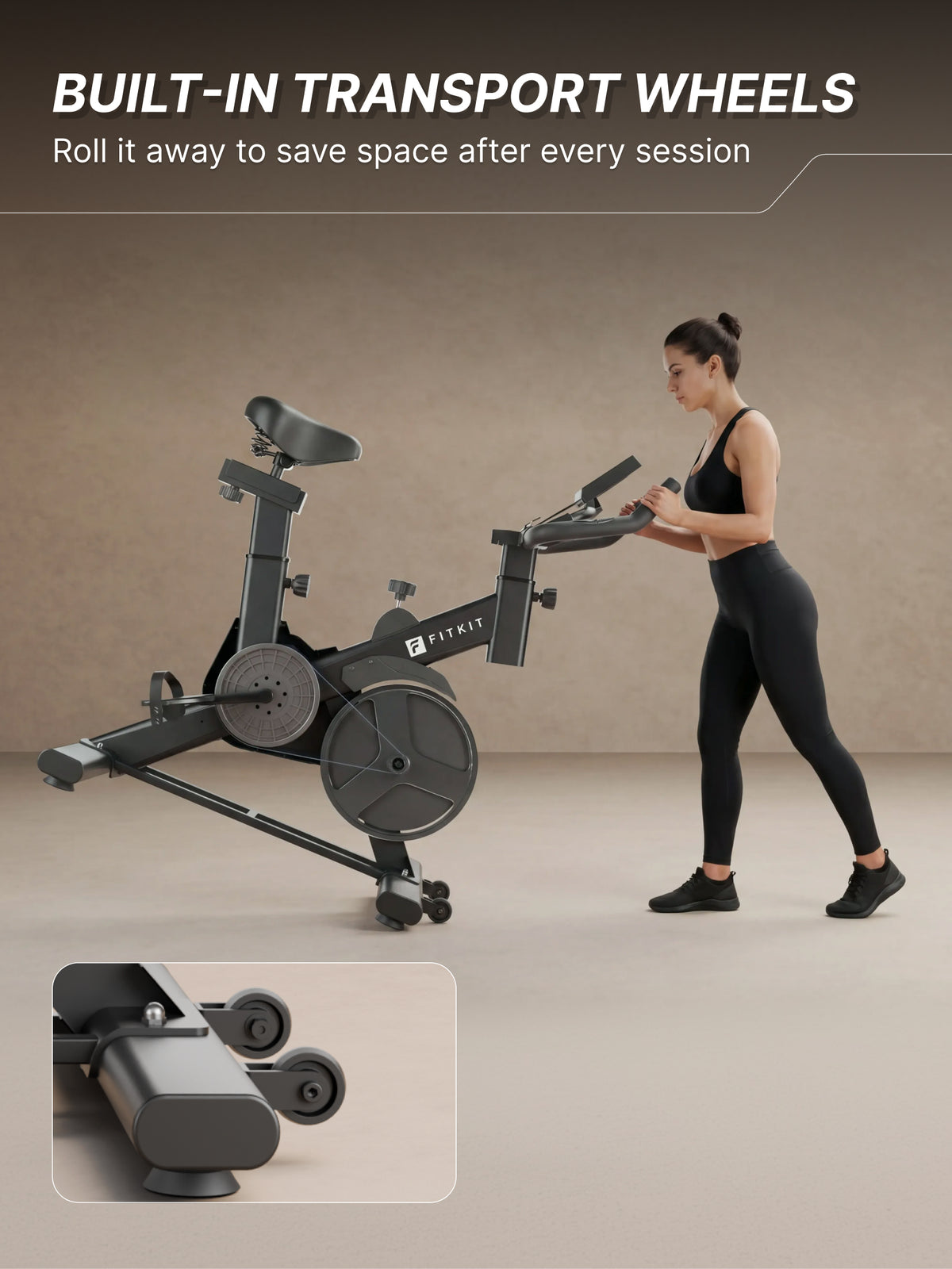 Fitkit by Cult FK8001 Spin Bike, LCD Display, Adjustable Brake Pad Resistance with Belt Drive System for Fitness at Home Workouts | Max Weight : 130 kg (Black)