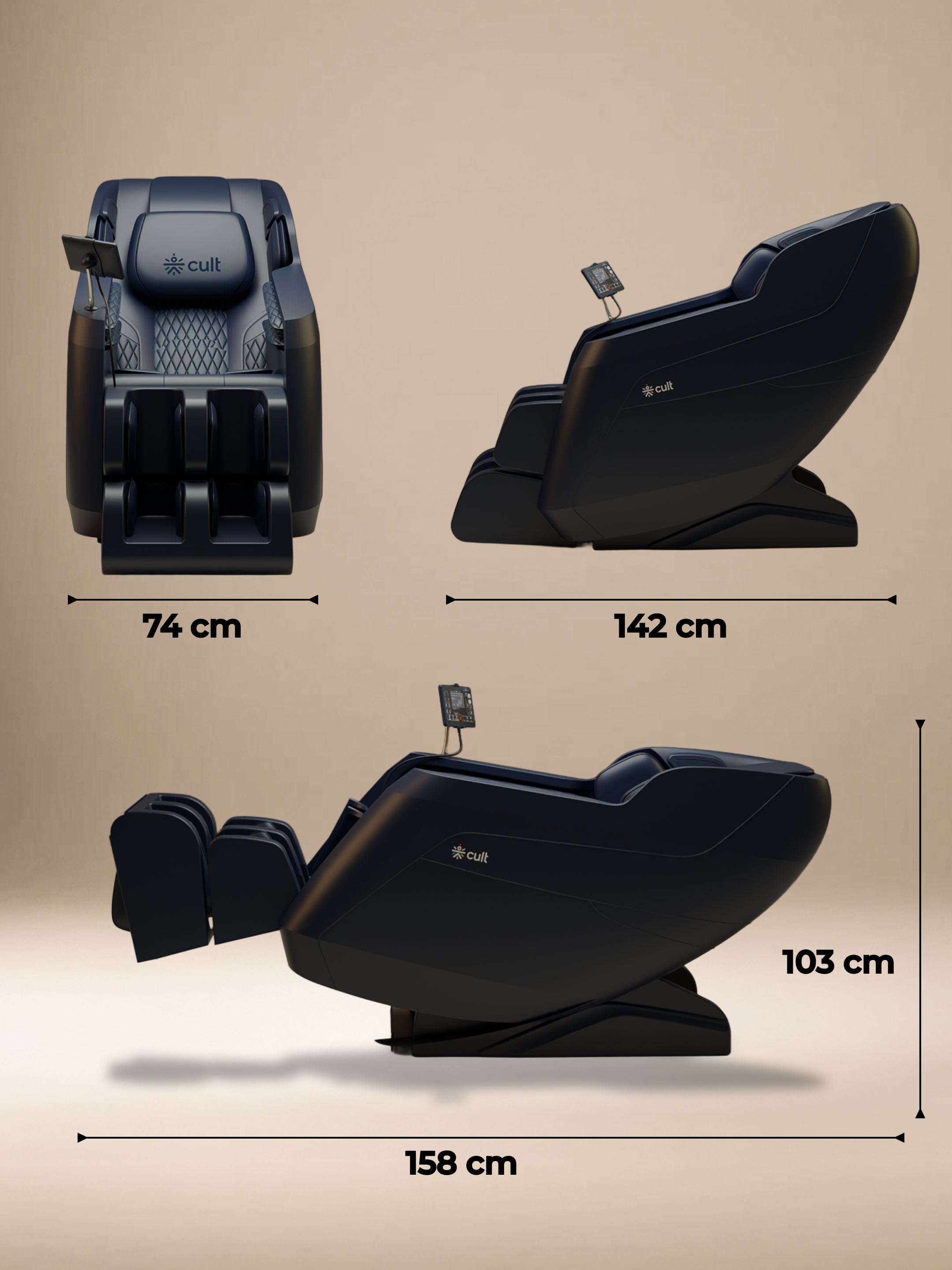 Cult Serene Massage Chair | Zero Gravity with Voice Guide & Bluetooth | 9 Preset Massage Programs | Smart Touch Screen
