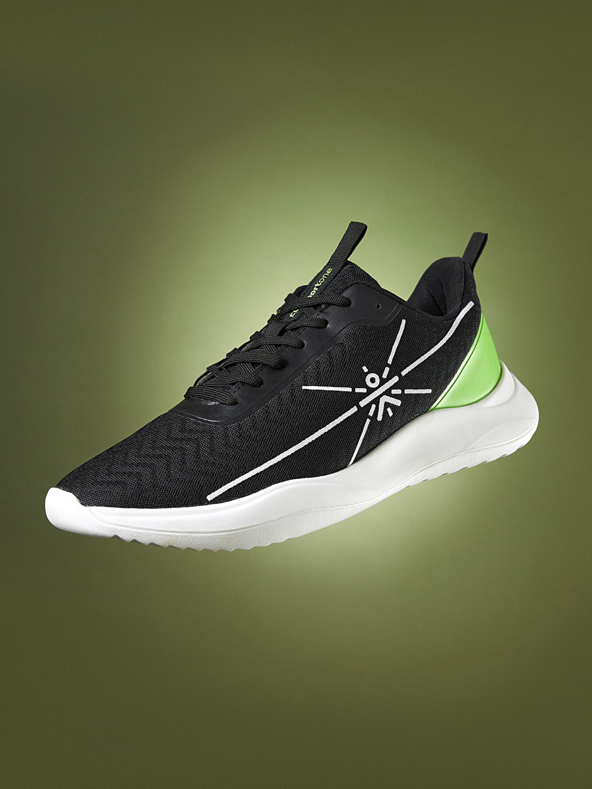 cult Racer Men Running Shoes - Black/Lime Green
