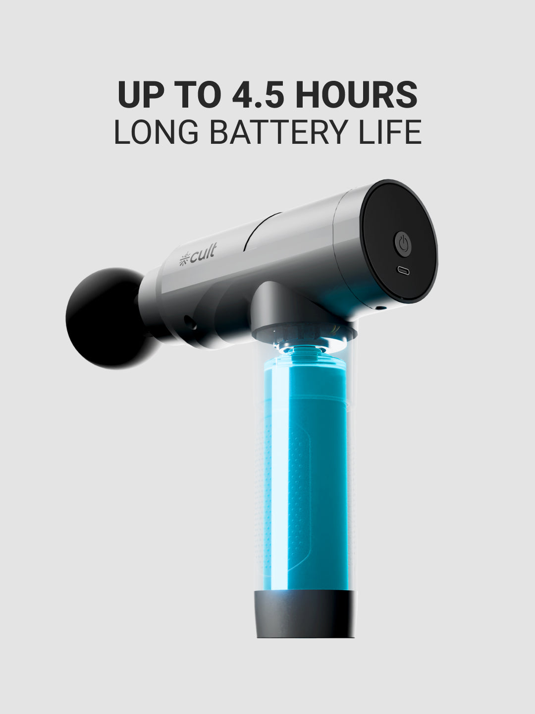 Cult Impact Pro, Full Body Professional Gun Massager, 4.5 hour long battery, Deep Tissue Percussions, 4 Interchangeable heads, 6 Speed levels, Silicone head.