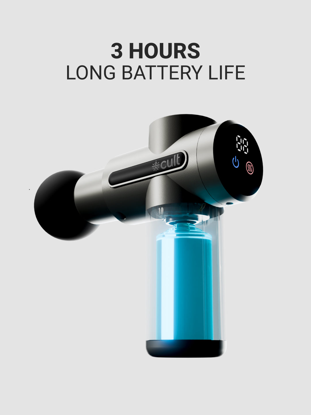 Cult Impact X, Full Body Gun Massager with Hot and Cold Therapy,  3 Hour long battery , 6 Interchangeable heads, 6 Speed levels, Silicone head.