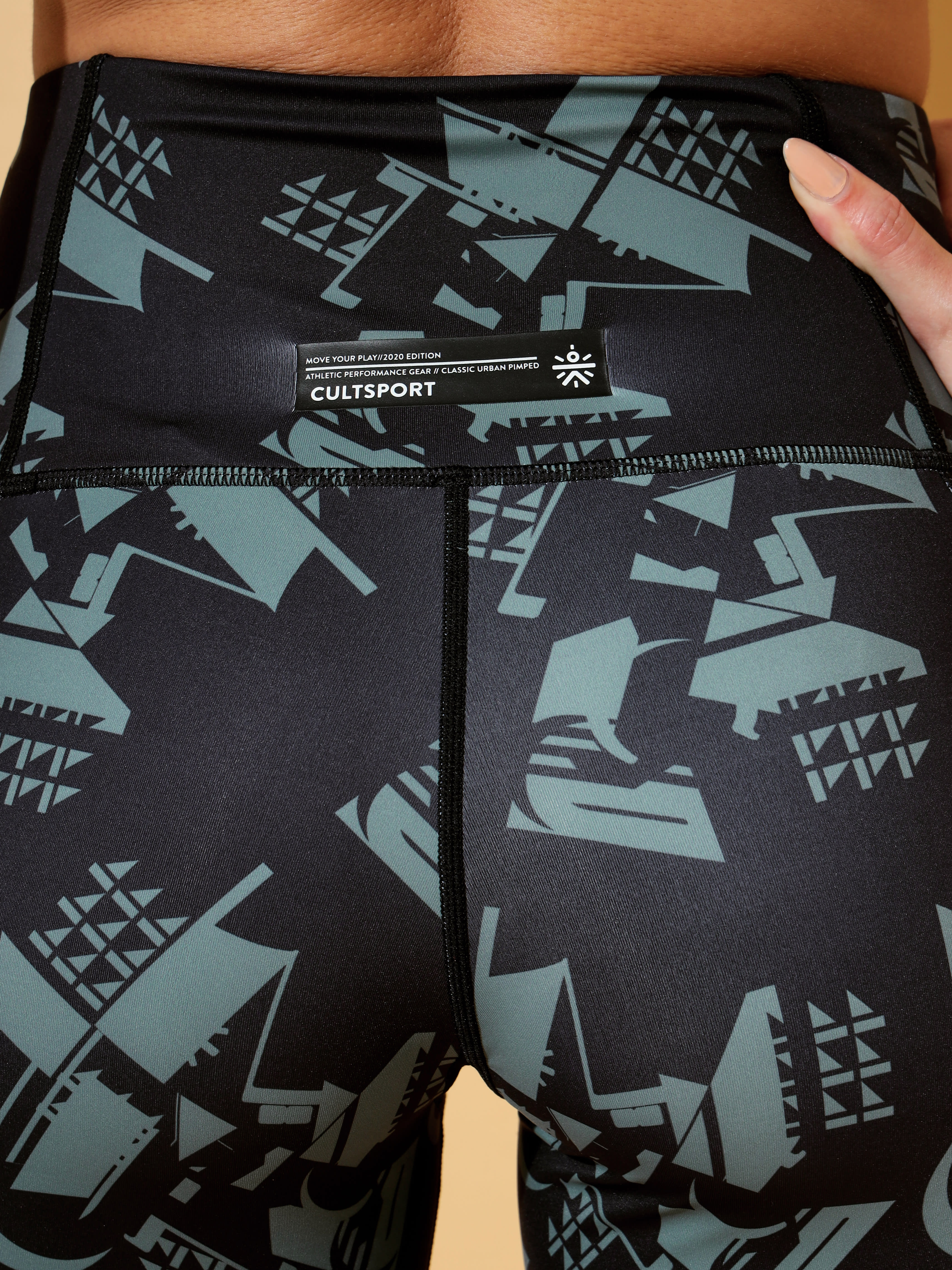 Absolute Fit Abstract Black Print Tights