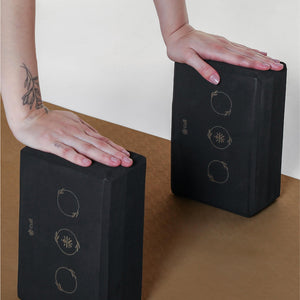 Pack of 2 EVA Yoga Blocks 80mm Black  Non-Toxic, Anti-Skid & Durable