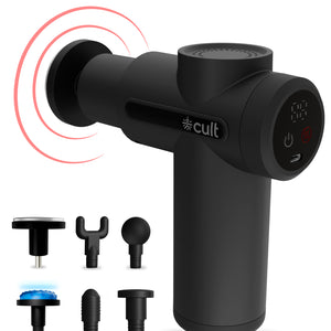 Cult Volt X, Full Body Professional Gun Massager with Hot and Cold Therapy,3 hour long battery, QuietMotion Tech, 6 Interchangeable heads, 6 Speed levels, Silicone head, Carry Pouch.