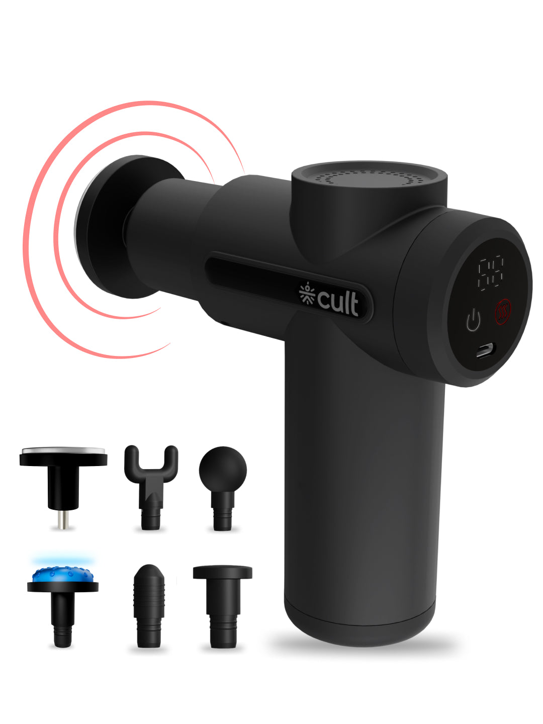 Cult Volt X, Full Body Professional Gun Massager with Hot and Cold Therapy,3 hour long battery, QuietMotion Tech, 6 Interchangeable heads, 6 Speed levels, Silicone head, Carry Pouch.
