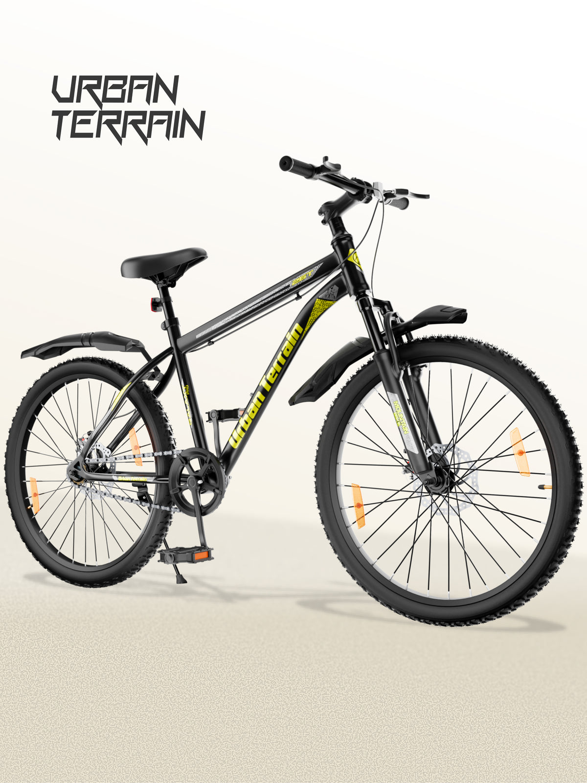 Galaxy Pro Mountain Bike Steel 26 inch Tyre, Single Speed Cycle With Front Suspension and Dual Disc Brakes Green