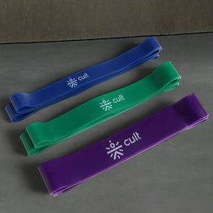 cult Resistance Band for Stretching, Pull Ups, Home Exercise, Gym Workout Stretch for Men & Women Pack of 3 (Blue, Green and Purple)