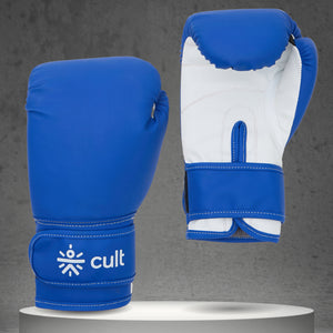 cult Neo PU Boxing Gloves for Men & Women Foam Padding Thickness 25mm Punching Bag Gloves for Boxing, Training, Kickboxing, Muay Thai, MMA Blue & White