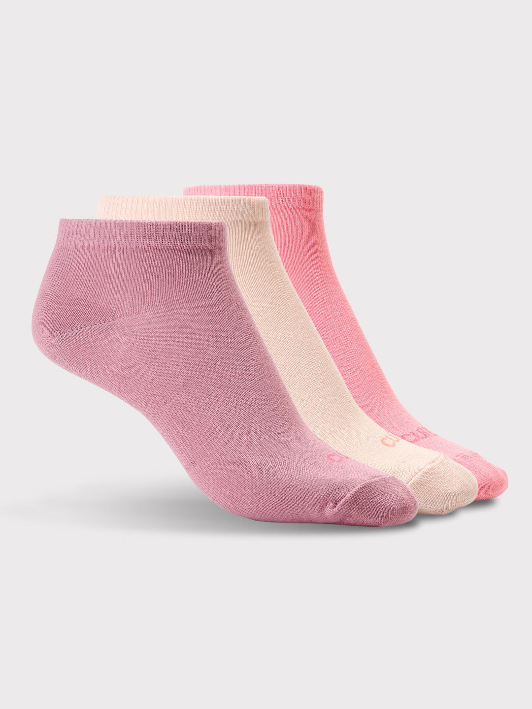 Casual Low Ankle Length Cotton Pack of 3 Mauve,Beige & Pink Socks Women