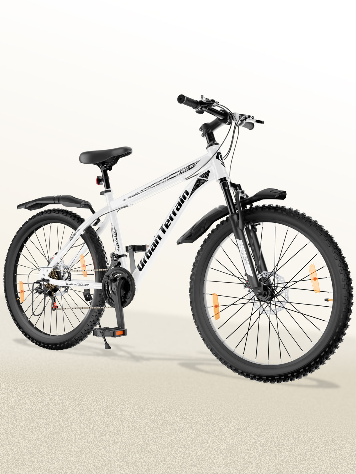 Galaxy Ultra Mountain Bike Steel 21 Speed Cycle 27.5 inch Tyre, White With Front Suspension, Single Wall Rim and Dual Disc Brakes Ideal For 5.2 ft to 6 ft