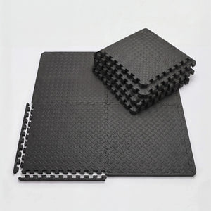 cult Interlocking Workout Mat Tiles Shock-Absorbing, Anti-Slip, Protective Gym Flooring for Home & Fitness Equipment  Cushioned, Water-Resistant, Easy to Assemble  Black