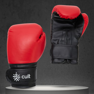 cult Neo PU Boxing Gloves for Men & Women Foam Padding Thickness 25mm Punching Bag Gloves for Boxing, Training, Kickboxing, Muay Thai, MMA Red and Black