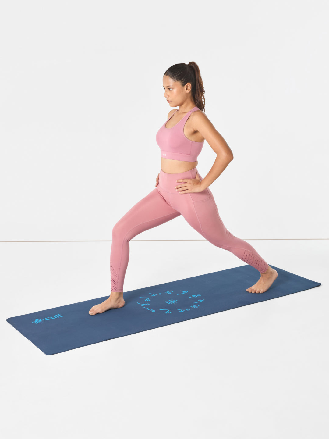 cult Aroma Infused TPE Yoga Mat 6 mm Anti Skid Non Slip Exercise Mat with Carry Bag for Yoga Workout Gym Blue